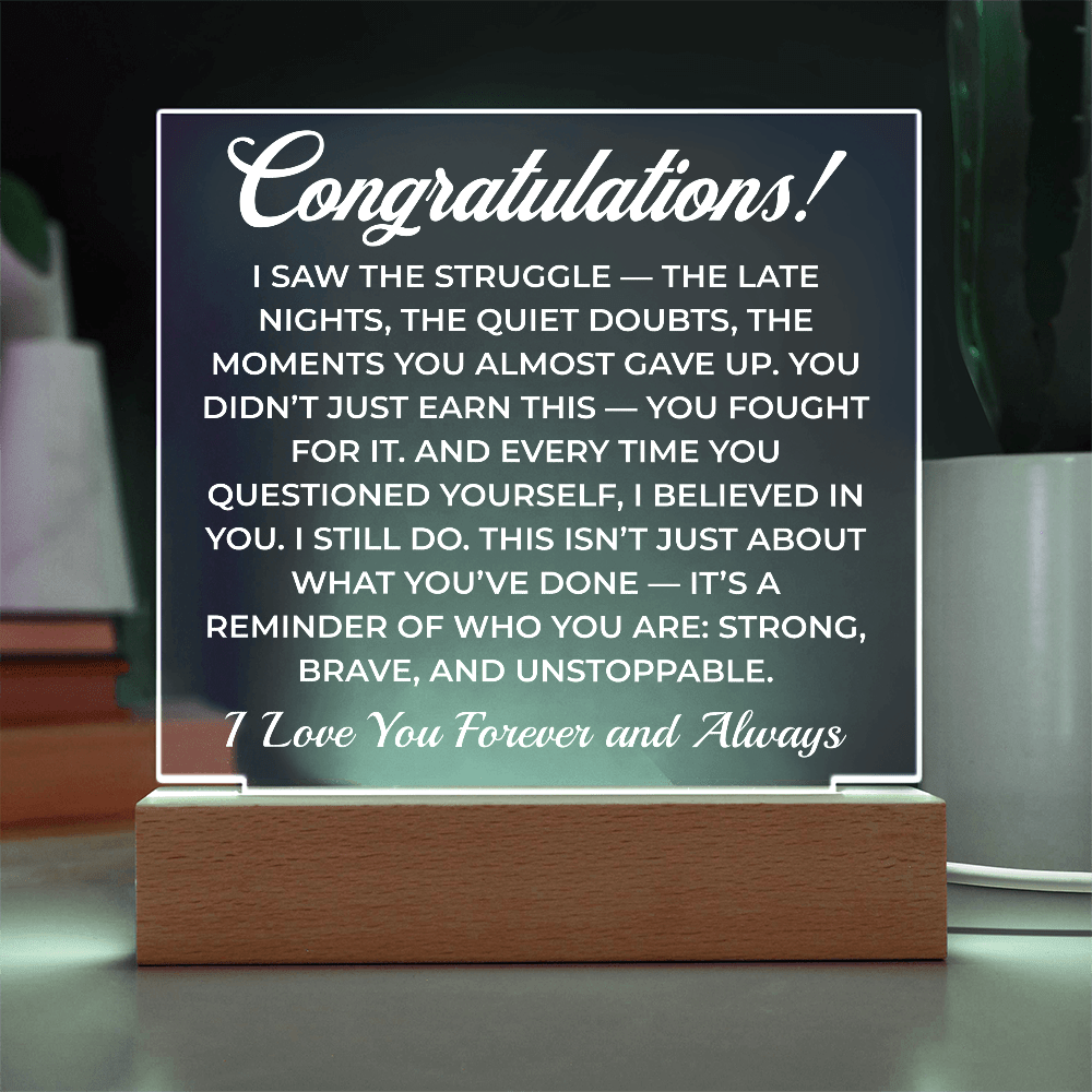 ShineOn Fulfillment Jewelry Congratulations from Me - LED Plaque - GHR1103