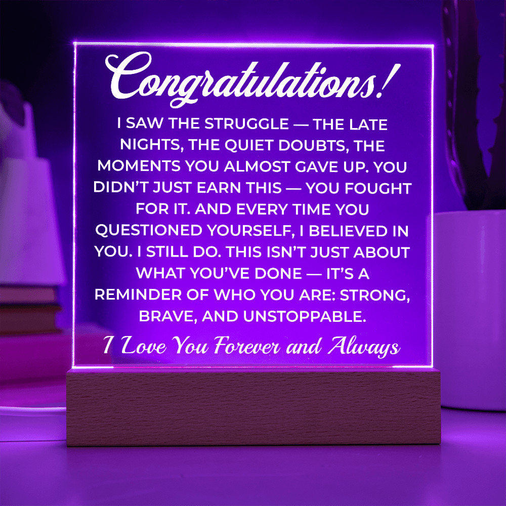 ShineOn Fulfillment Jewelry Congratulations from Me - LED Plaque - GHR1103