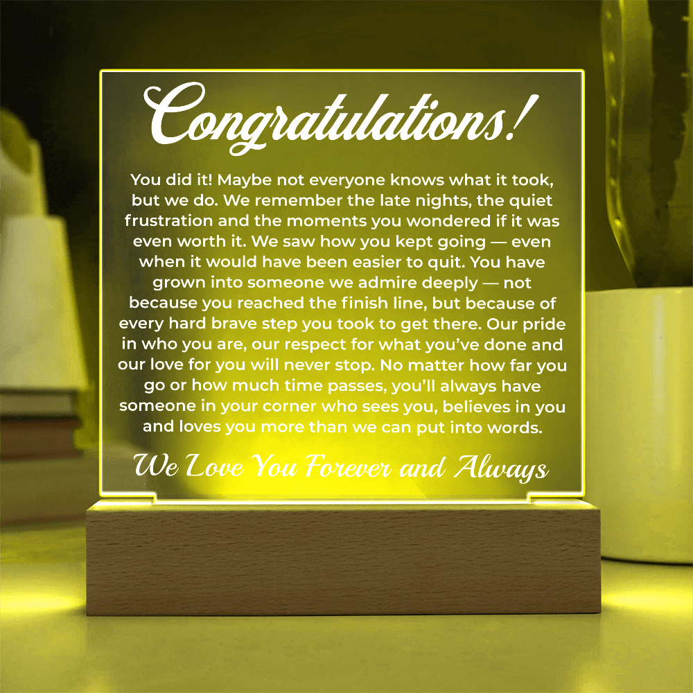 ShineOn Fulfillment Jewelry Congratulations from Us! - LED Acrylic Plaque - GHR1083
