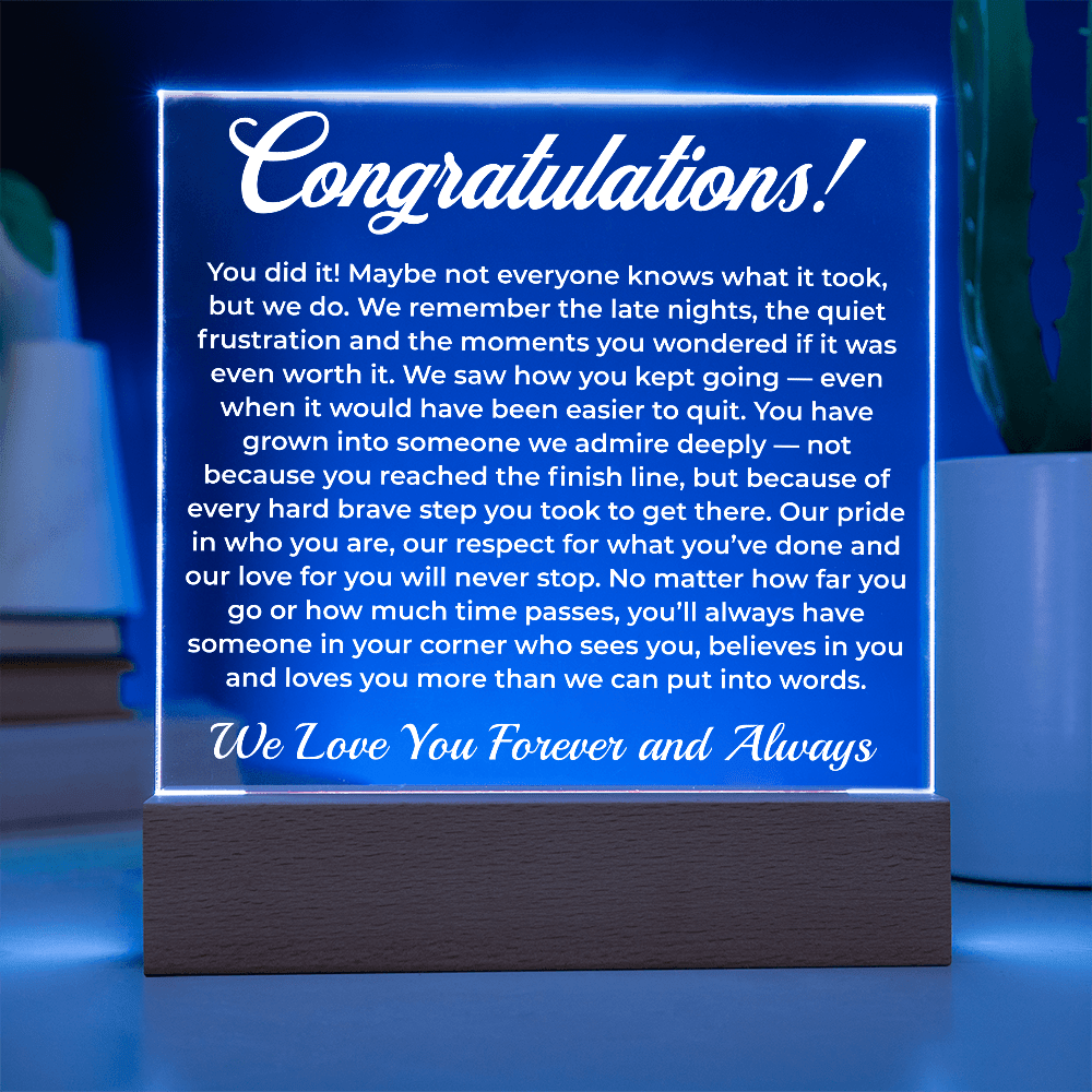 ShineOn Fulfillment Jewelry Congratulations from Us! - LED Acrylic Plaque - GHR1083