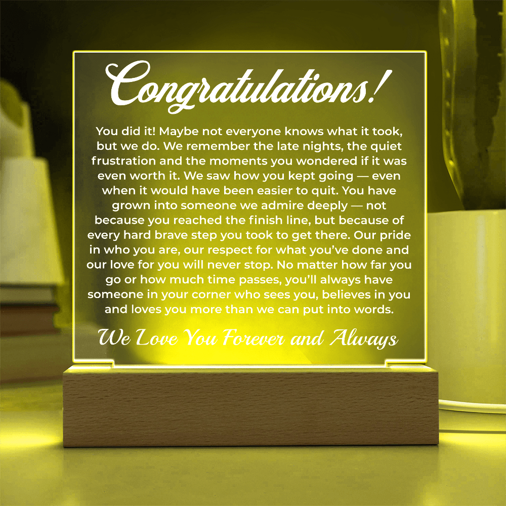 ShineOn Fulfillment Jewelry Congratulations from Us! - LED Acrylic Plaque - GHR1083