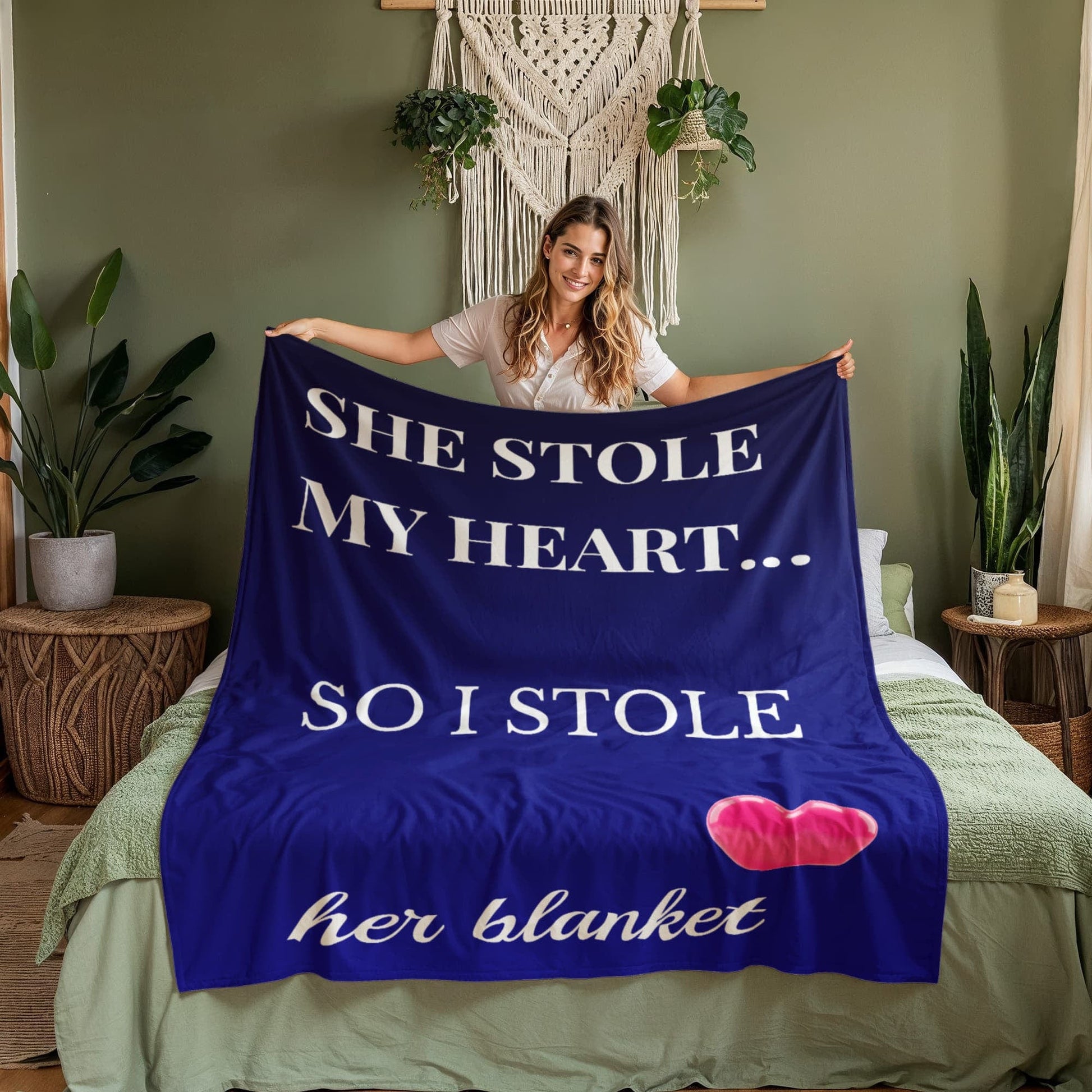 ShineOn Fulfillment Jewelry Funny Husband to Wife Blanket – She Stole My Heart - GHR1216