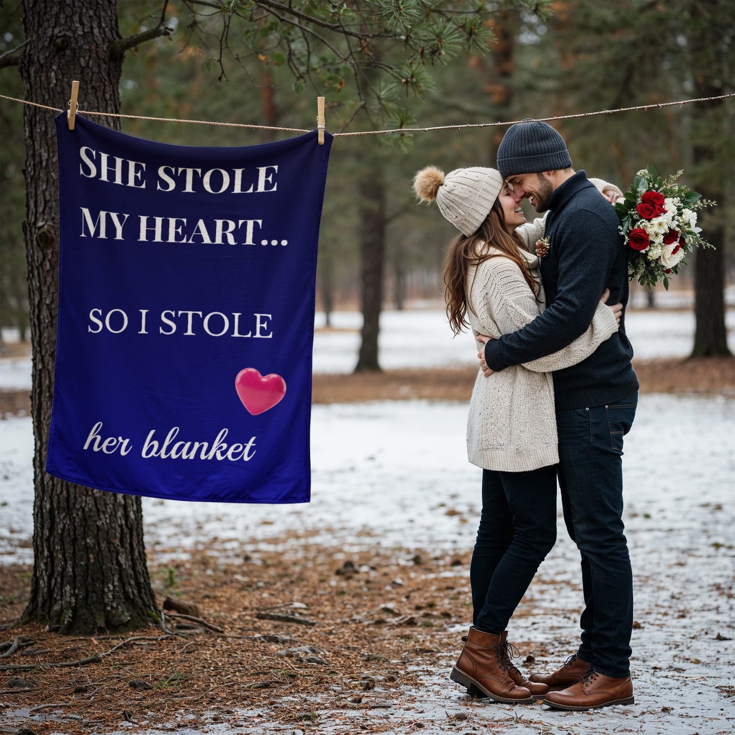 ShineOn Fulfillment Jewelry Funny Husband to Wife Blanket – She Stole My Heart - GHR1216