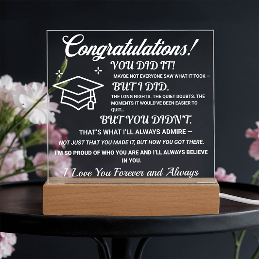 ShineOn Fulfillment Jewelry LED Corded Base Congratulations from Me - LED Plaque - GHR1104