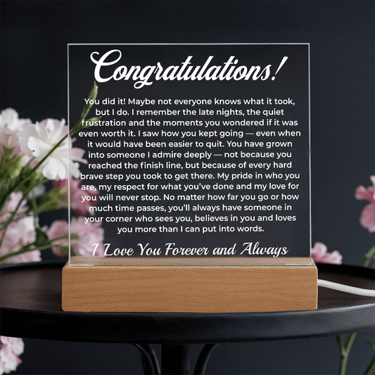 ShineOn Fulfillment Jewelry LED Corded Base Congratulations! - LED Acrylic Plaque - GHR1080