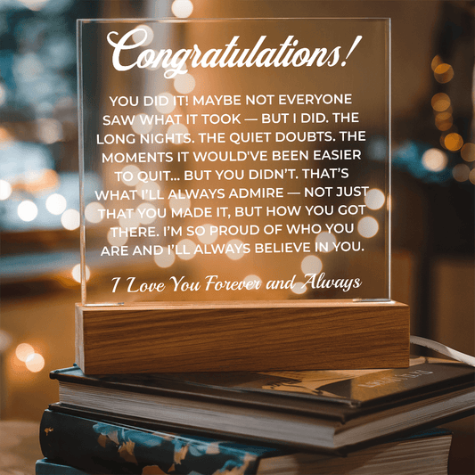 ShineOn Fulfillment Jewelry LED Corded Base Graduation Congrats from Me - Acrylic Plaque - GHR1100