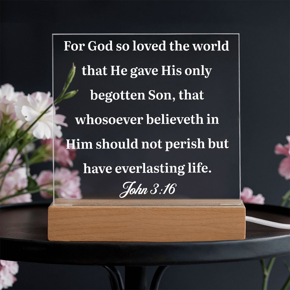 ShineOn Fulfillment Jewelry LED Corded Base John 3:16 - Acrylic Plaque - GHR1078
