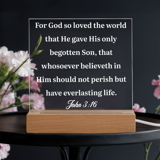ShineOn Fulfillment Jewelry LED Corded Base John 3:16 - Acrylic Plaque - GHR1078