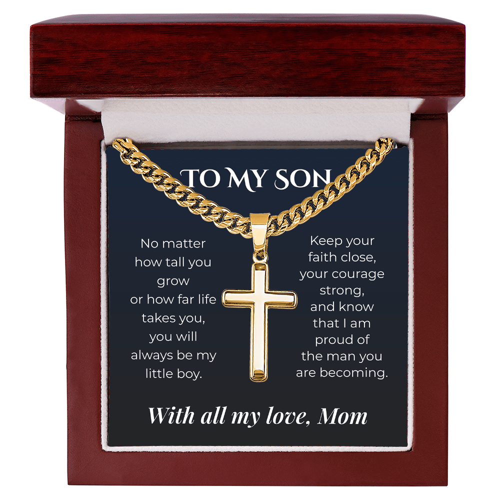 ShineOn Fulfillment Jewelry Luxury Box / 18K Yellow Gold Finish To My Son – You'll Always Be My Little Boy - GHR1225