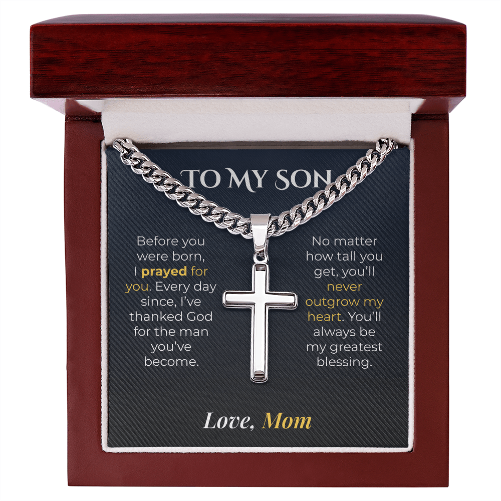 ShineOn Fulfillment Jewelry Luxury Box / Polished Stainless Steel To My Son - Artisan Cross Necklace - GHR1202