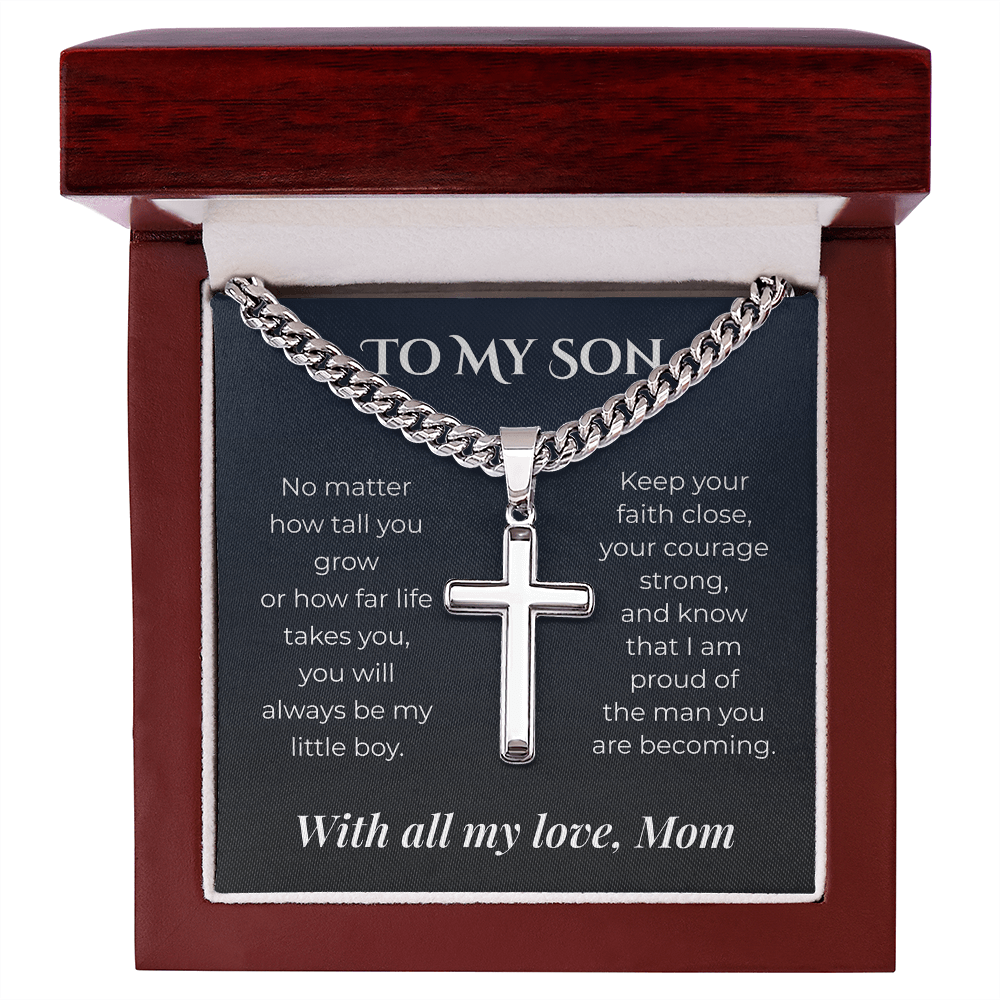 ShineOn Fulfillment Jewelry Luxury Box / Polished Stainless Steel To My Son – You'll Always Be My Little Boy - GHR1225