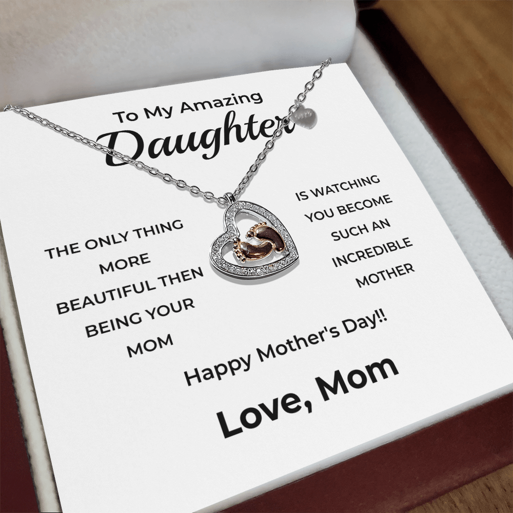 ShineOn Fulfillment Jewelry Luxury Box To My Amazing Daughter - Baby Feet Necklace