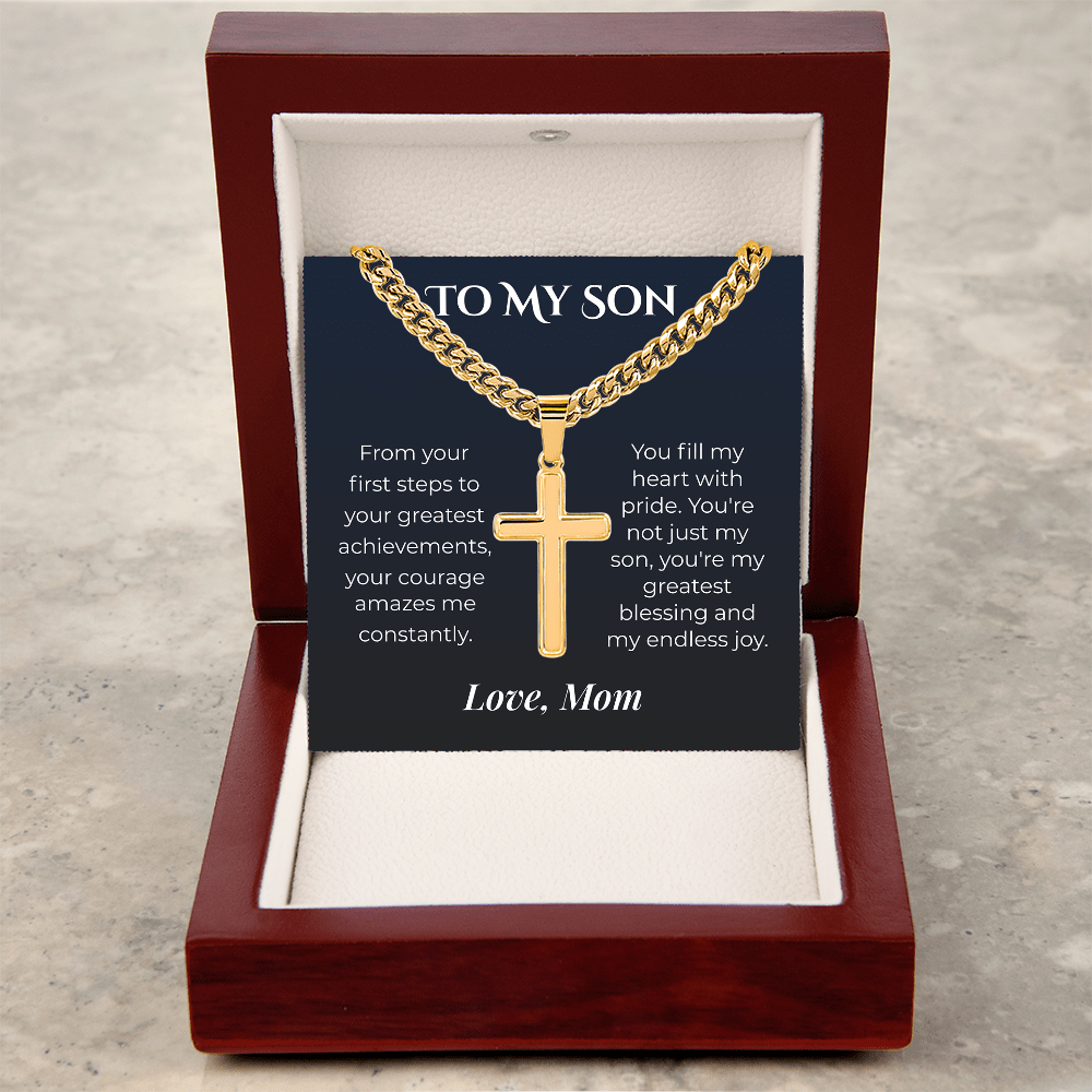 ShineOn Fulfillment Jewelry Mom->Son - Artisan Cross Necklace - GHR1240