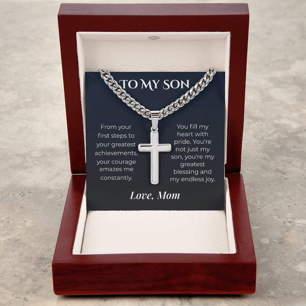 ShineOn Fulfillment Jewelry Mom->Son - Artisan Cross Necklace - GHR1240