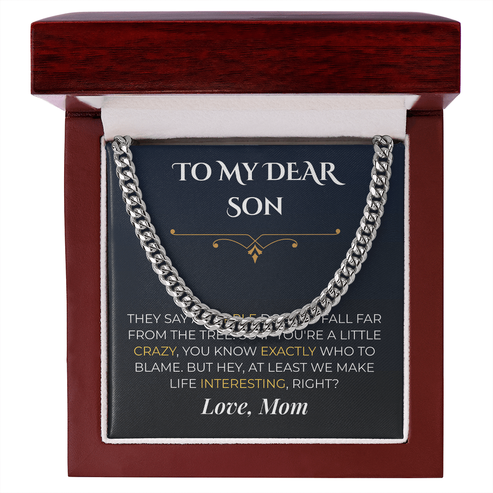 ShineOn Fulfillment Jewelry Stainless Steel / Luxury Box Mom->Son - Cuban Link Necklace - GHR1260
