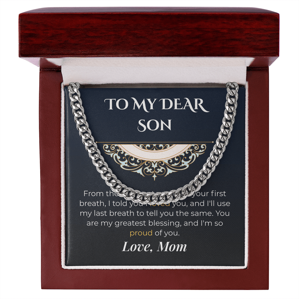 ShineOn Fulfillment Jewelry Stainless Steel / Luxury Box Mom-to-Son Cuban Link Necklace - GHR1256