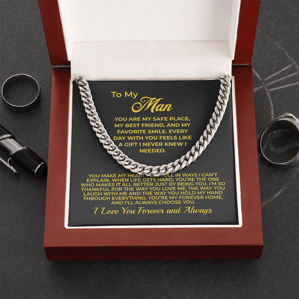 ShineOn Fulfillment Jewelry Stainless Steel / Luxury Box To My Man - Cuban Chain Necklace - GHR1105