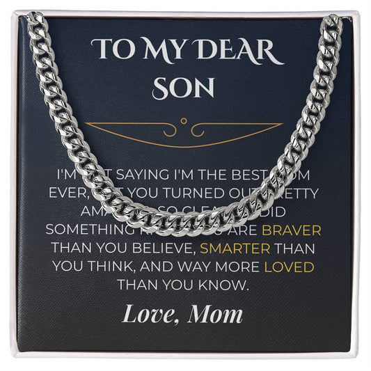 ShineOn Fulfillment Jewelry Stainless Steel / Standard Box Mom->Son - Cuban Link Necklace - GHR1257