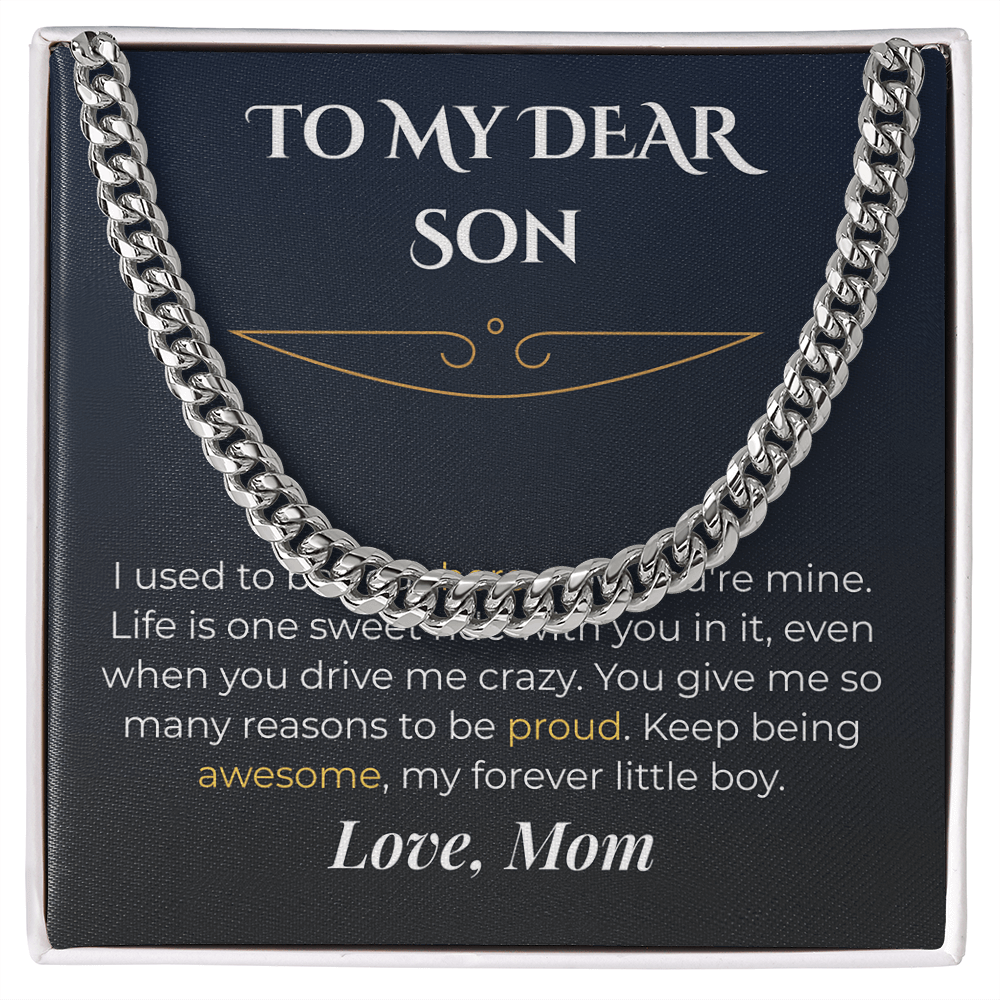 ShineOn Fulfillment Jewelry Stainless Steel / Standard Box Mom->Son - Cuban Link Necklace - GHR1258