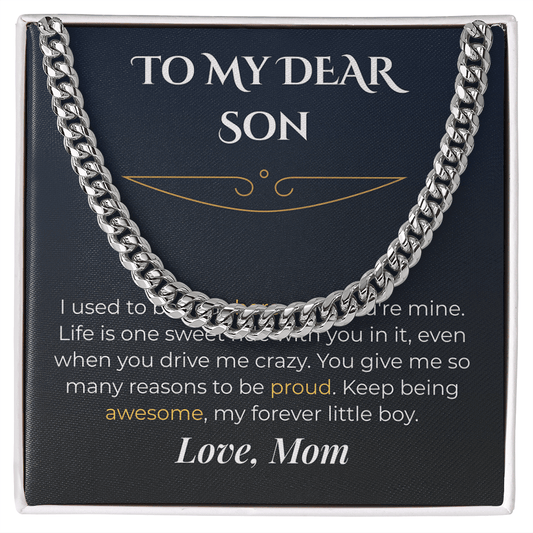 ShineOn Fulfillment Jewelry Stainless Steel / Standard Box Mom->Son - Cuban Link Necklace - GHR1258