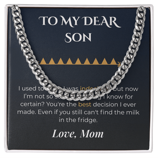 ShineOn Fulfillment Jewelry Stainless Steel / Standard Box Mom->Son - Cuban Link Necklace - GHR1259