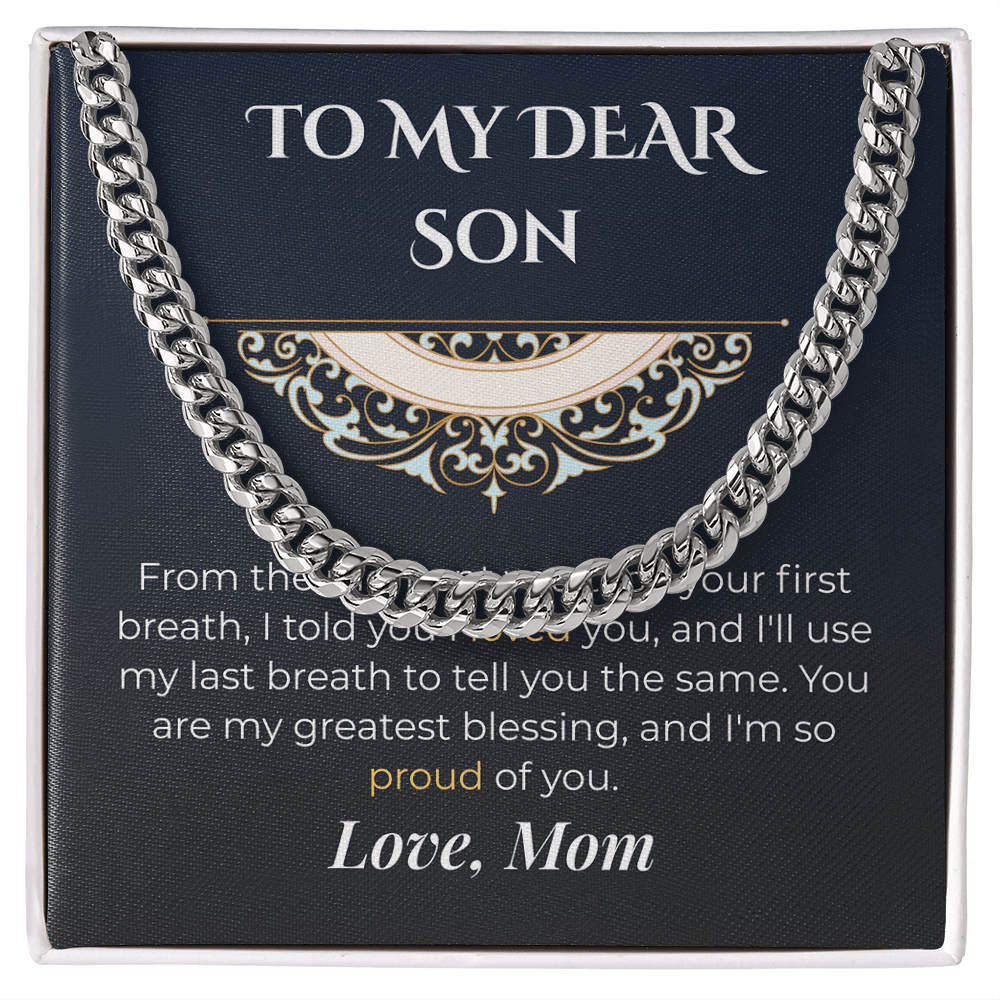 ShineOn Fulfillment Jewelry Stainless Steel / Standard Box Mom-to-Son Cuban Link Necklace - GHR1256