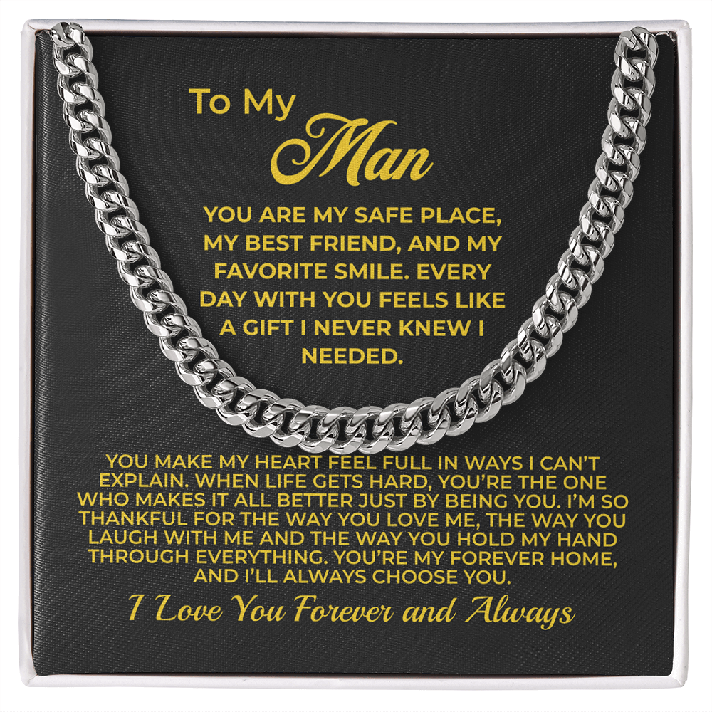 ShineOn Fulfillment Jewelry Stainless Steel / Standard Box To My Man - Cuban Chain Necklace - GHR1105