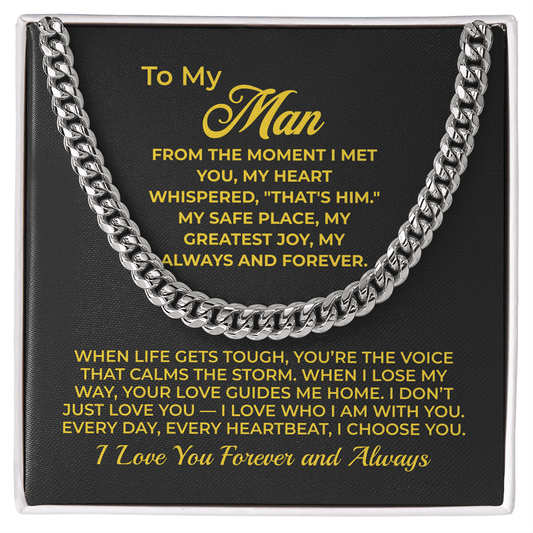 ShineOn Fulfillment Jewelry Stainless Steel / Standard Box To My Man - Cuban Chain Necklace - GHR1106
