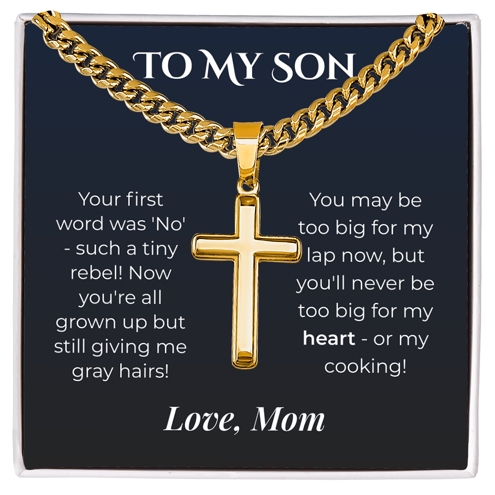 ShineOn Fulfillment Jewelry Standard Box / 18K Yellow Gold Finish Mom->Son - Artisan Cross - GHR1242