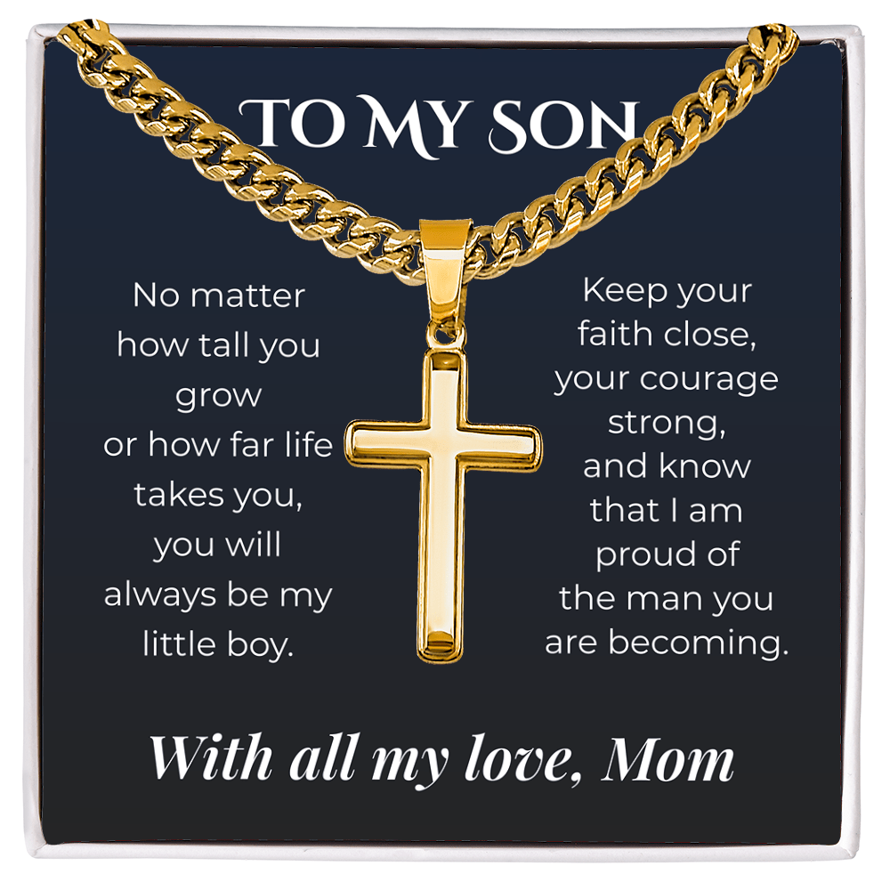ShineOn Fulfillment Jewelry Standard Box / 18K Yellow Gold Finish To My Son – You'll Always Be My Little Boy - GHR1225