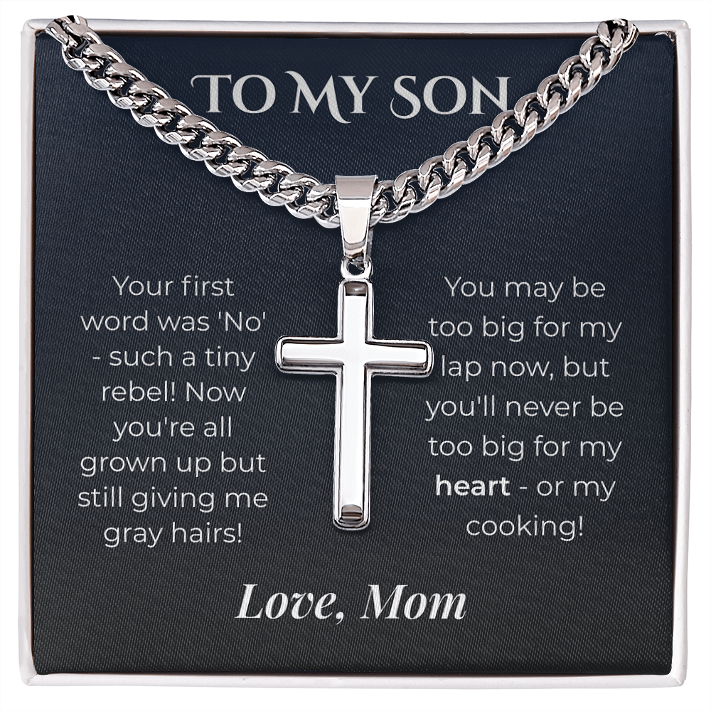 ShineOn Fulfillment Jewelry Standard Box / Polished Stainless Steel Mom->Son - Artisan Cross - GHR1242