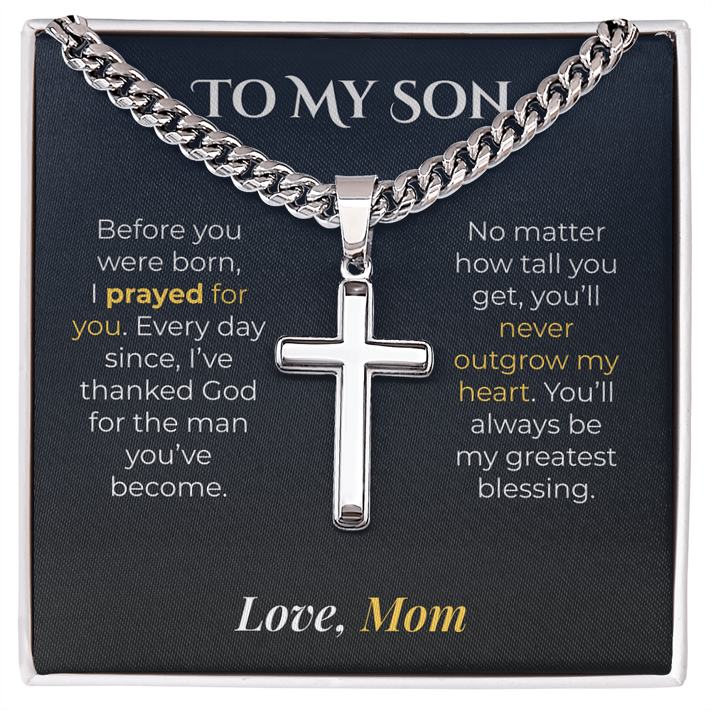 ShineOn Fulfillment Jewelry Standard Box / Polished Stainless Steel To My Son - Artisan Cross Necklace - GHR1202