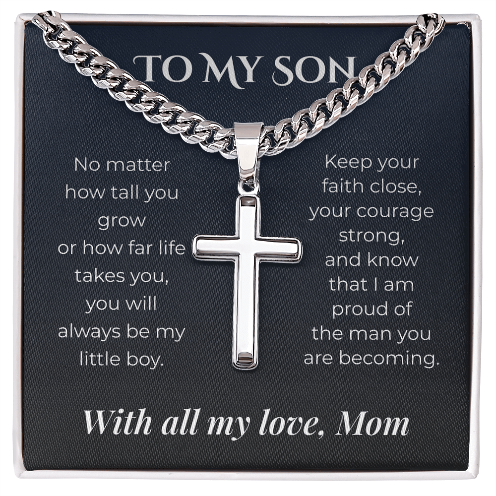 ShineOn Fulfillment Jewelry Standard Box / Polished Stainless Steel To My Son – You'll Always Be My Little Boy - GHR1225