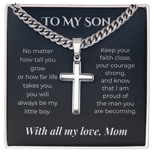 ShineOn Fulfillment Jewelry Standard Box / Polished Stainless Steel To My Son – You'll Always Be My Little Boy - GHR1225