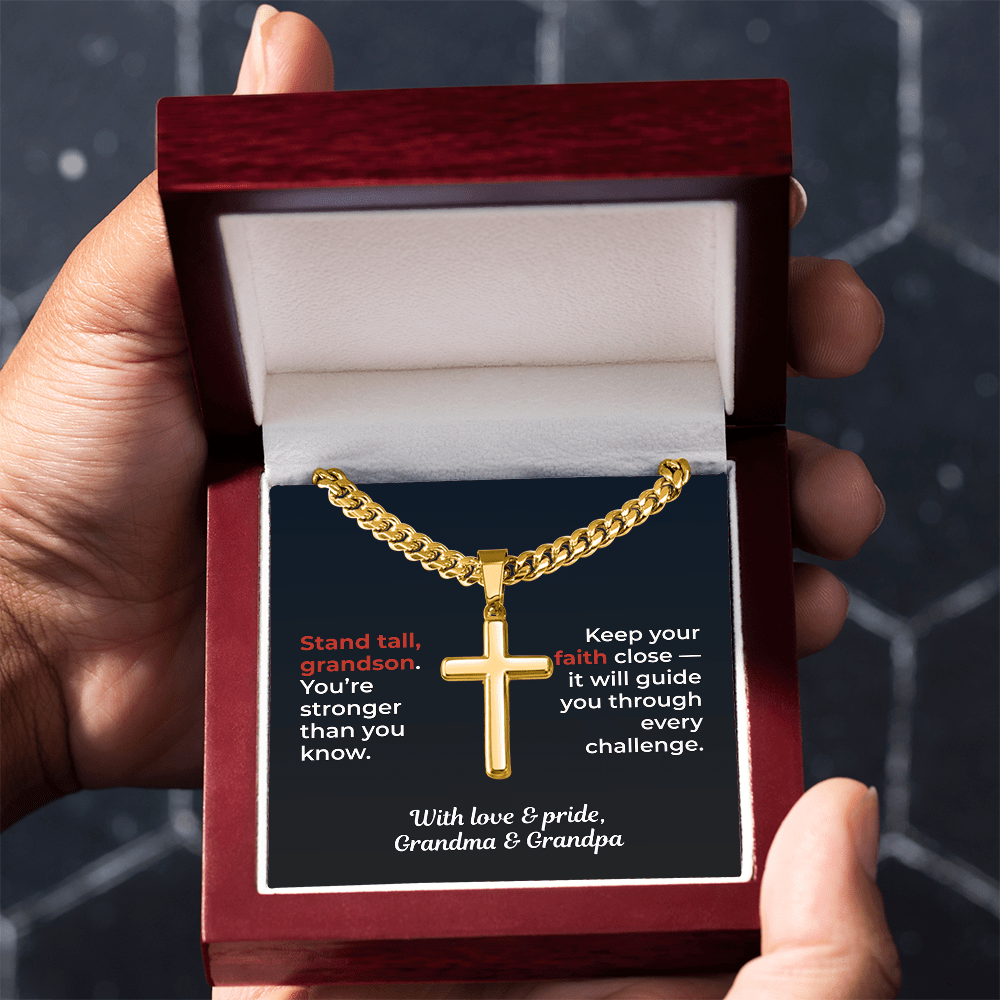 ShineOn Fulfillment Jewelry To My Grandson - Artisan Cross/Cuban Link Chain - GHR1204