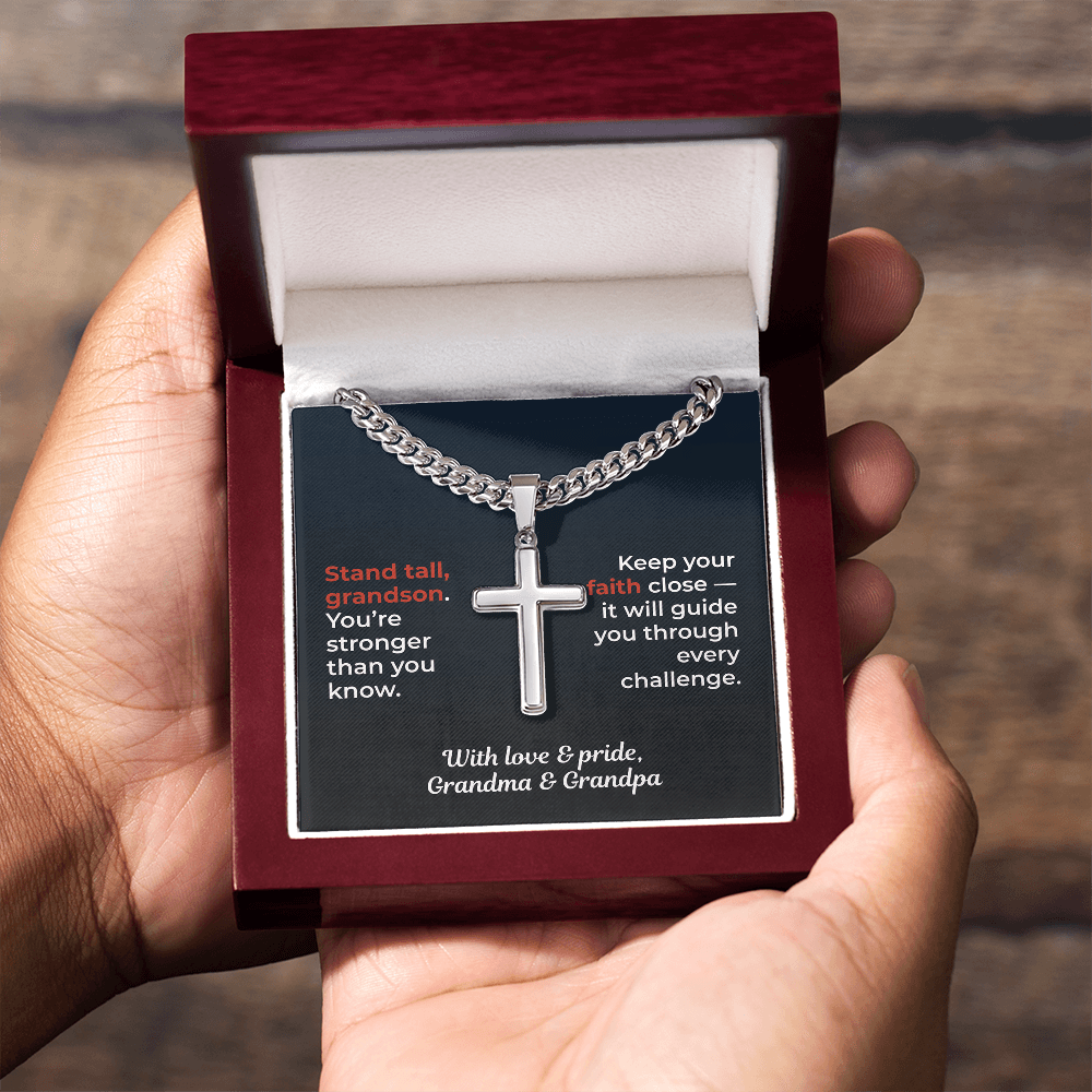 ShineOn Fulfillment Jewelry To My Grandson - Artisan Cross/Cuban Link Chain - GHR1204
