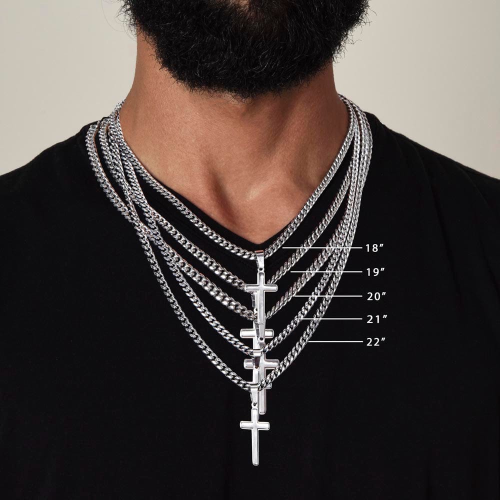 ShineOn Fulfillment Jewelry To My Man - Cuban Link Chain w/Artisan Cross - GHR1107