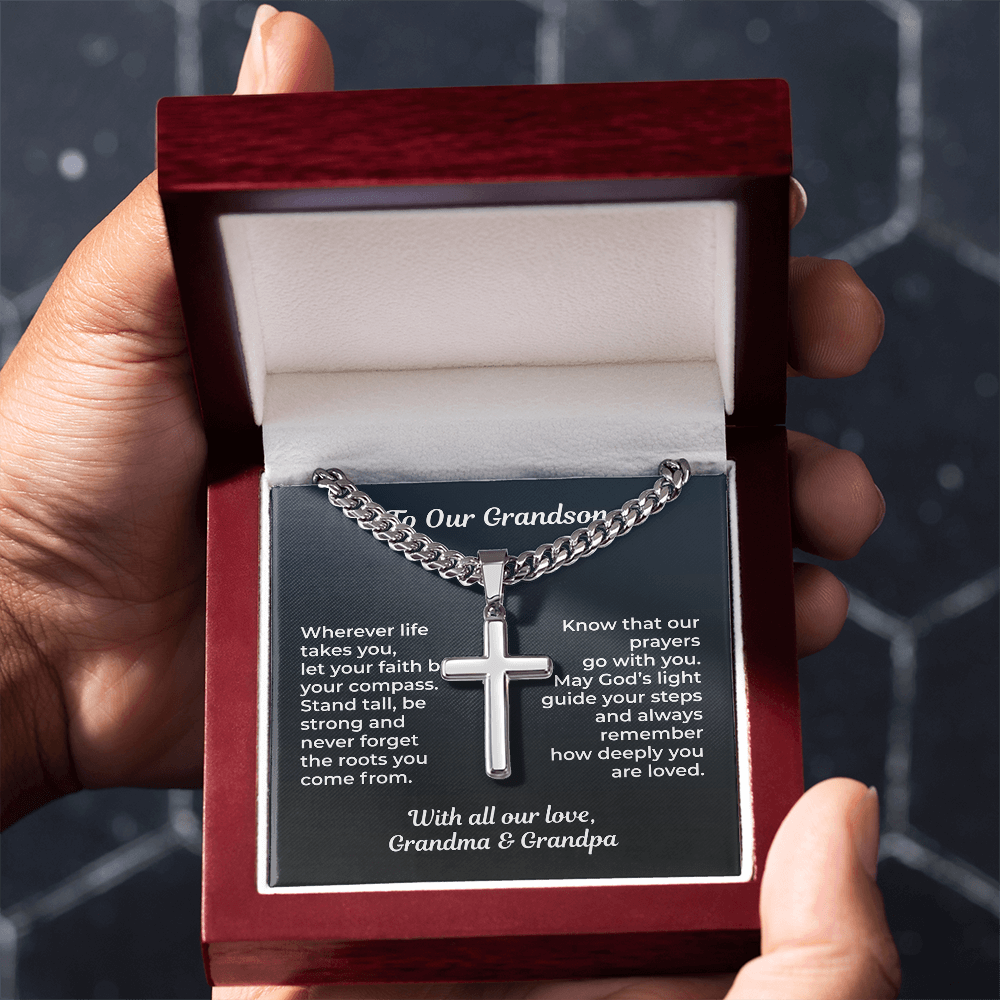 ShineOn Fulfillment Jewelry To Our Grandson – Faith & Guidance Cross Necklace - GHR1217