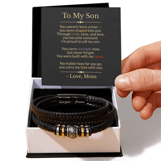 ShineOn Fulfillment Jewelry Two Tone Box To My Son Bracelet – Built from Love, Worn with Pride - GHR1189