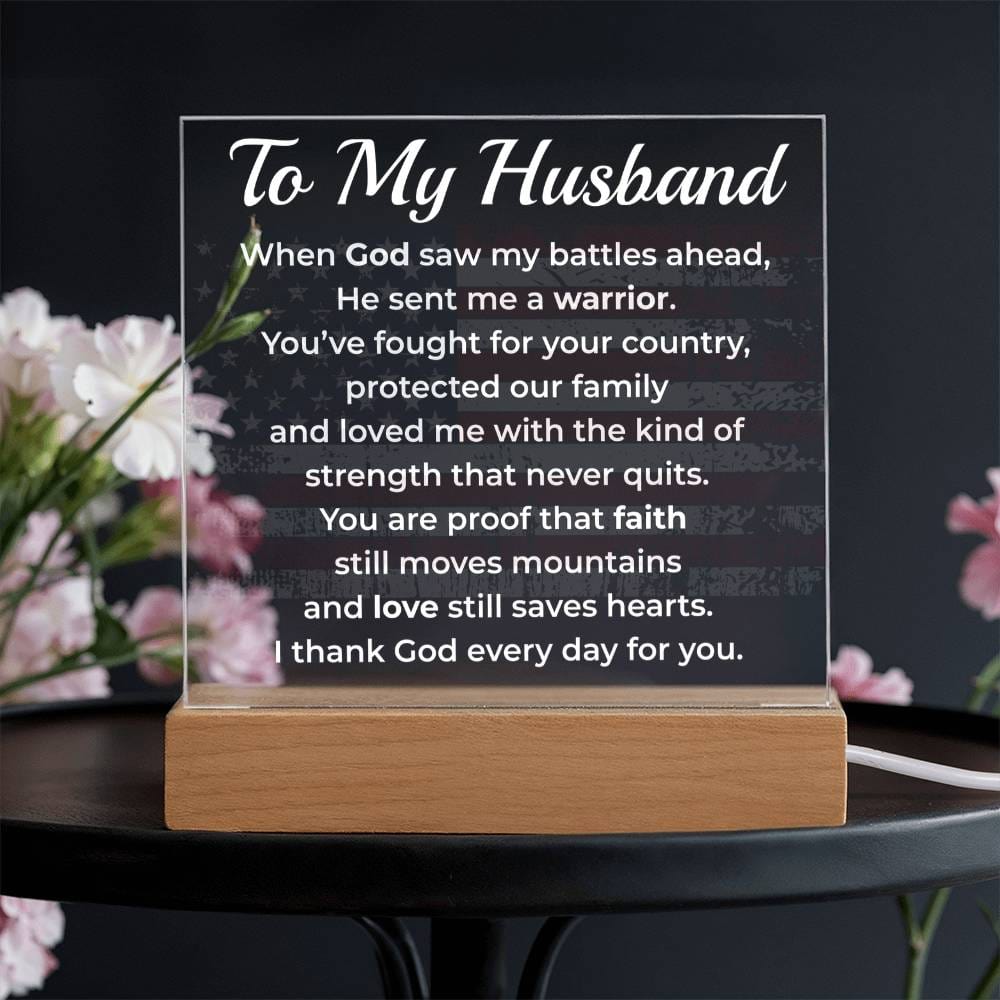 ShineOn Fulfillment Jewelry Wife->Husband - Patriotic Faith LED Plaque – GHR1231