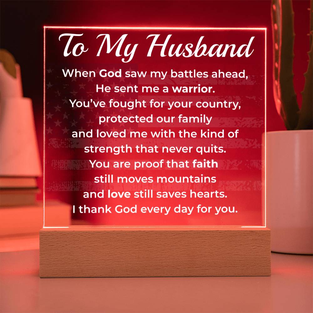 ShineOn Fulfillment Jewelry Wife->Husband - Patriotic Faith LED Plaque – GHR1231