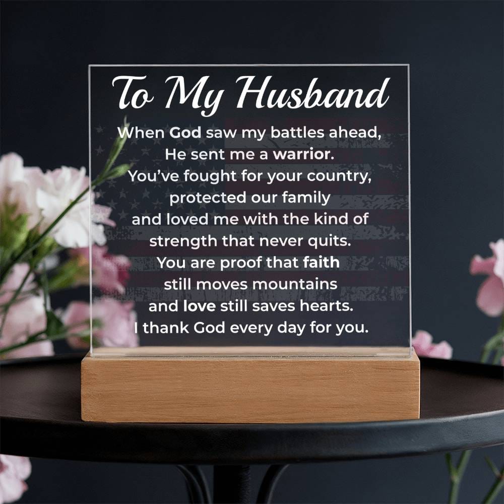 ShineOn Fulfillment Jewelry Wife->Husband - Patriotic Faith LED Plaque – GHR1231
