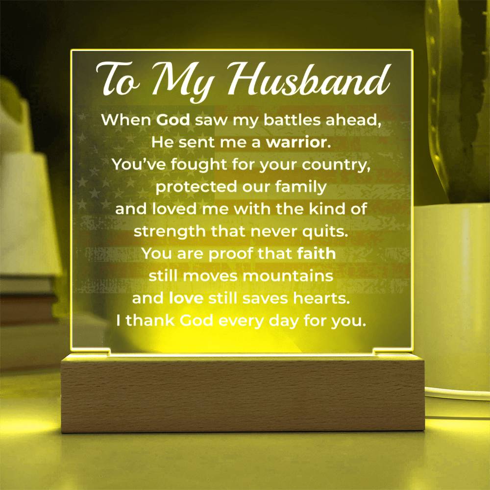 ShineOn Fulfillment Jewelry Wife->Husband - Patriotic Faith LED Plaque – GHR1231