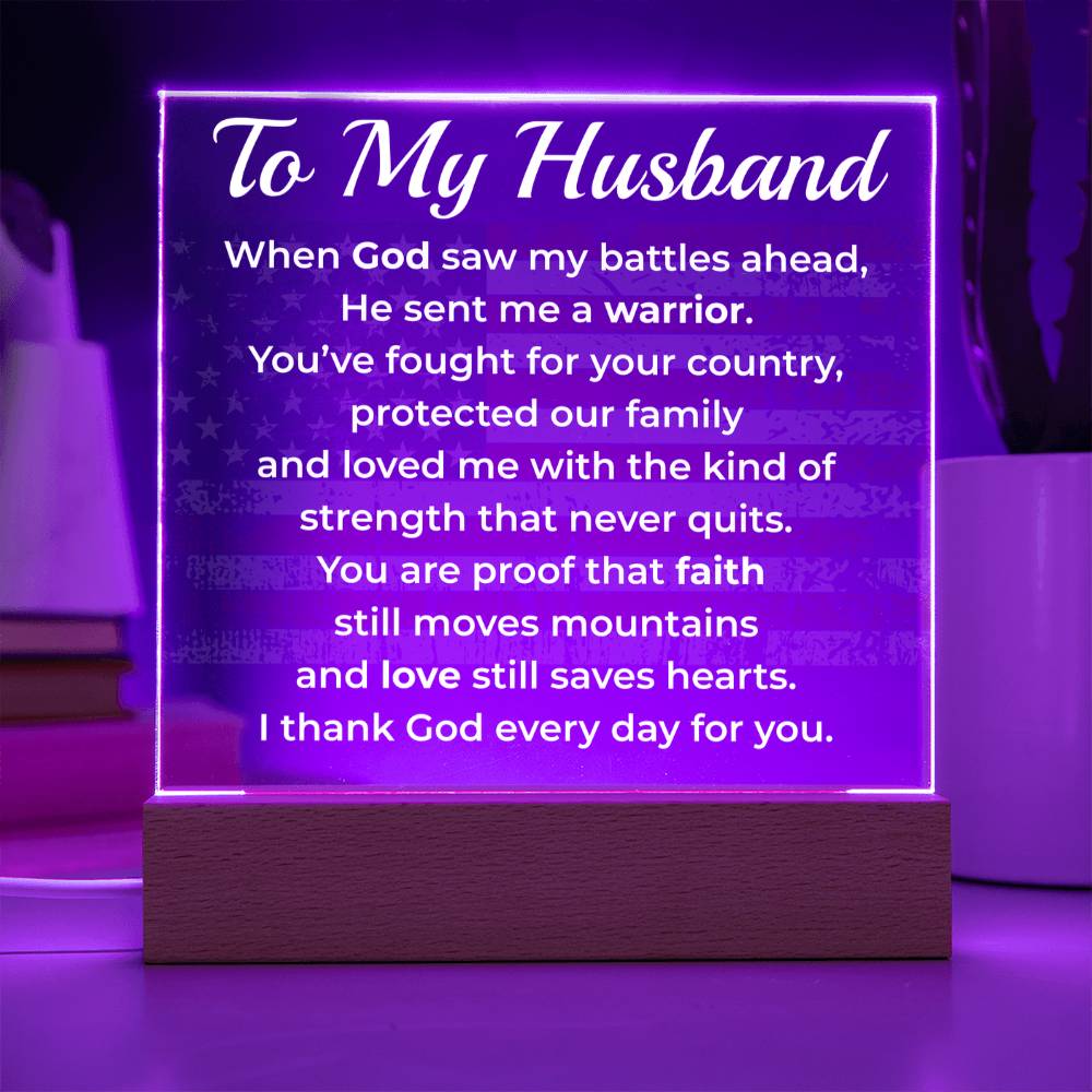 ShineOn Fulfillment Jewelry Wife->Husband - Patriotic Faith LED Plaque – GHR1231