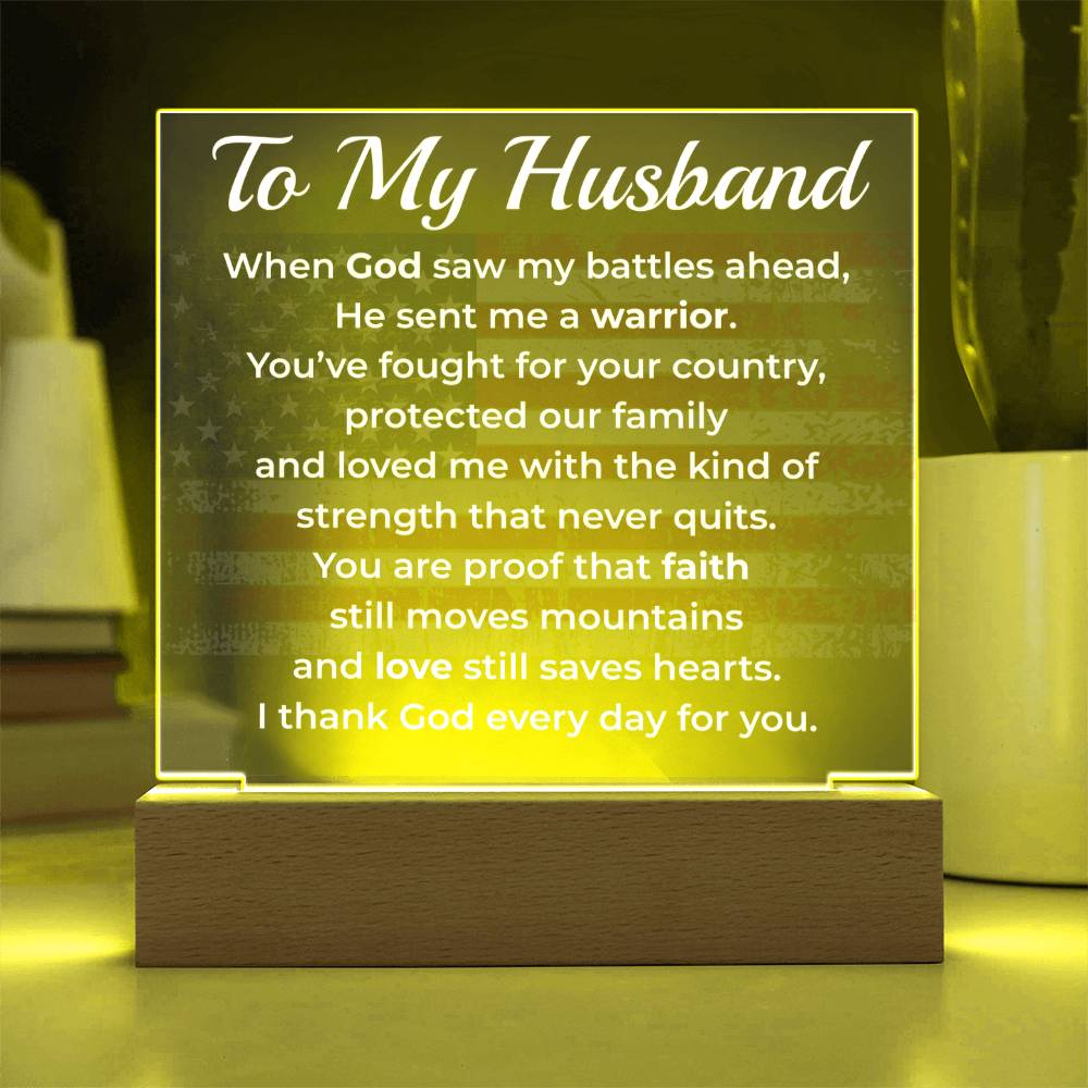 ShineOn Fulfillment Jewelry Wife->Husband - Patriotic Faith LED Plaque – GHR1231