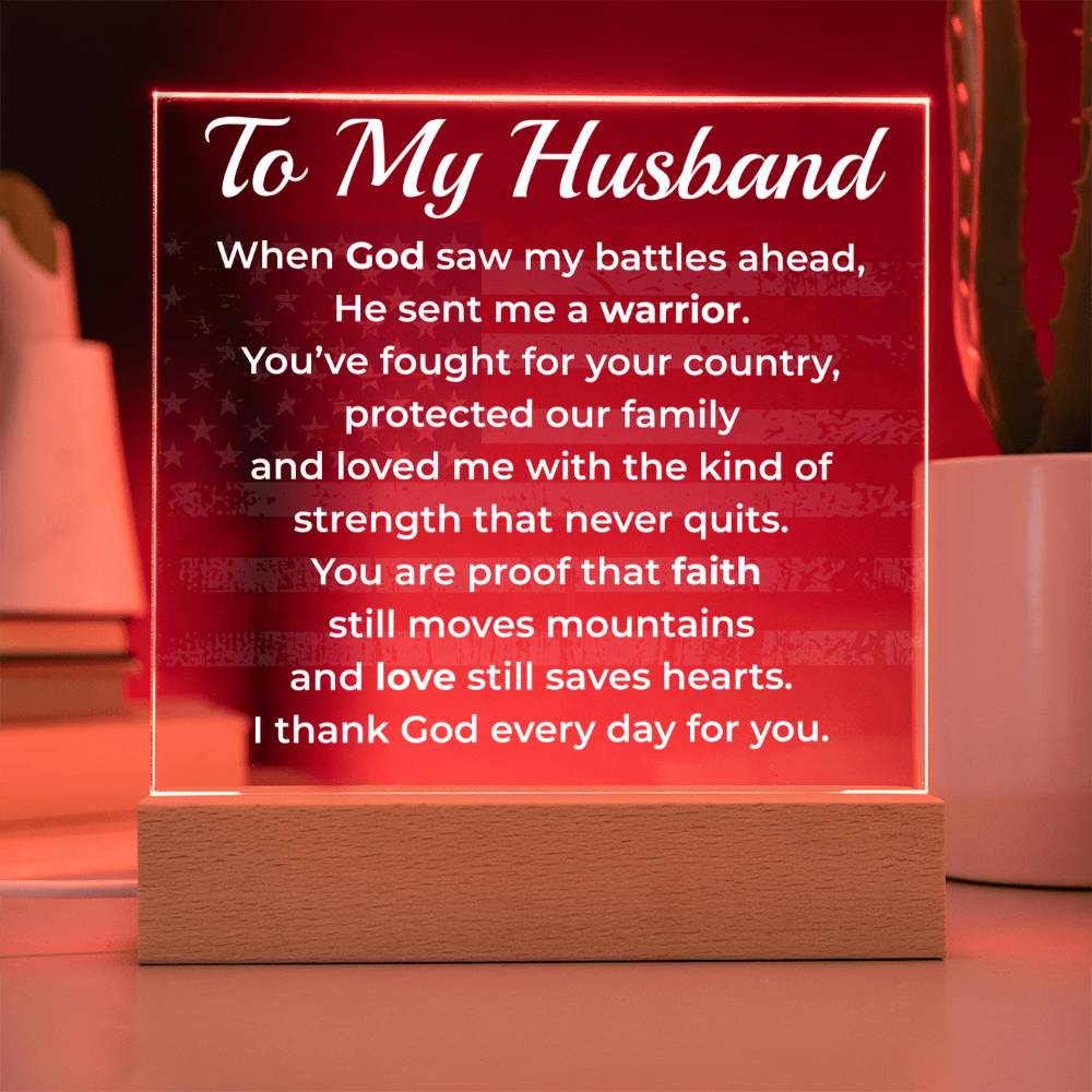 ShineOn Fulfillment Jewelry Wife->Husband - Patriotic Faith LED Plaque – GHR1231