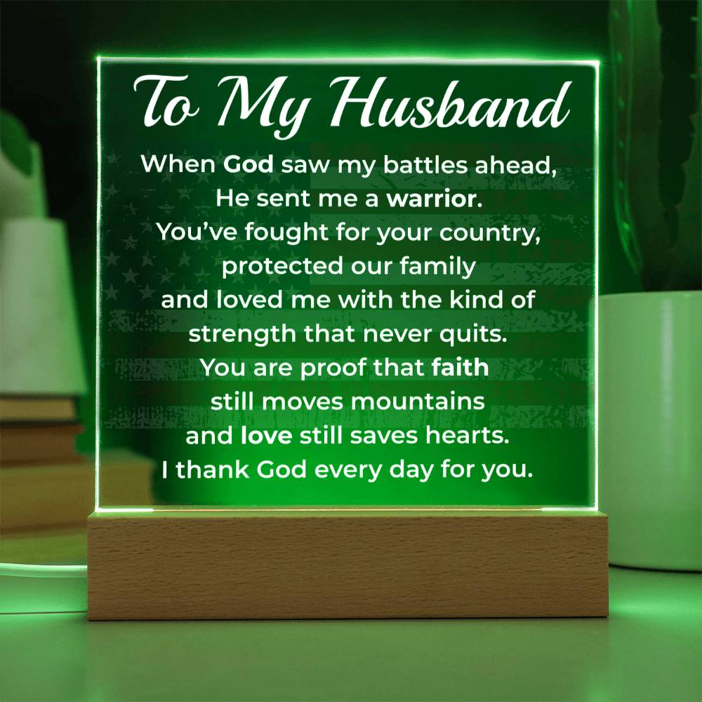 ShineOn Fulfillment Jewelry Wife->Husband - Patriotic Faith LED Plaque – GHR1231
