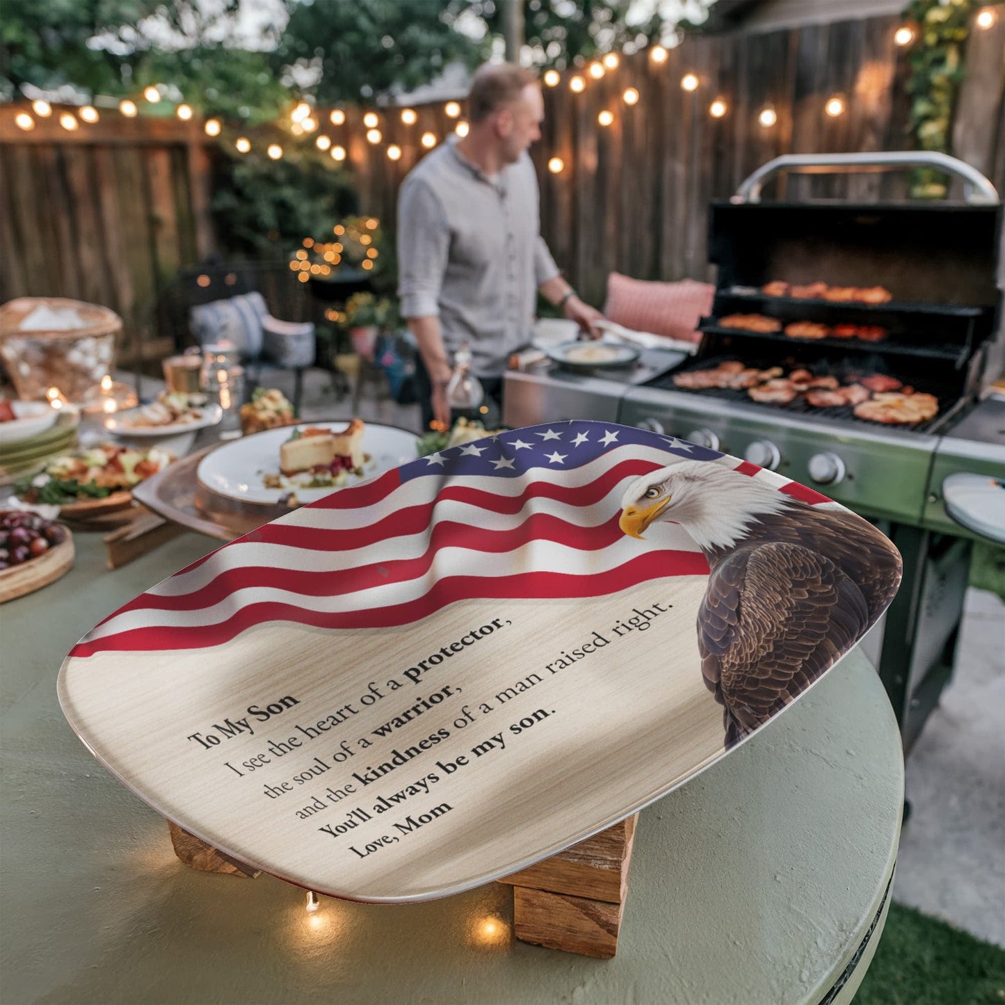 ShineOn Fulfillment Kitchenware 10”x14” Platter To My Son – Patriotic Catchall Tray - GHR1195