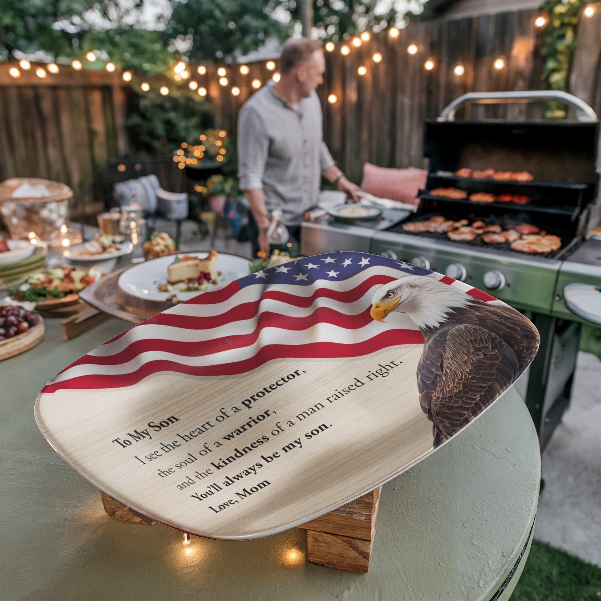 ShineOn Fulfillment Kitchenware 10”x14” Platter To My Son – Patriotic Catchall Tray - GHR1195