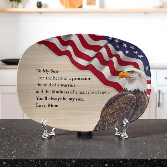 ShineOn Fulfillment Kitchenware 10”x14” Platter To My Son – Patriotic Catchall Tray - GHR1195